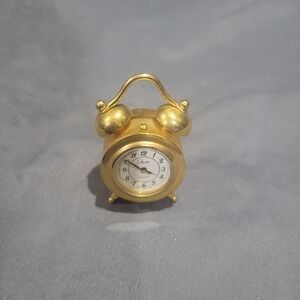 Miniature Collezio Retro Style Quartz Clock Gold Tone 2" Desk Watch